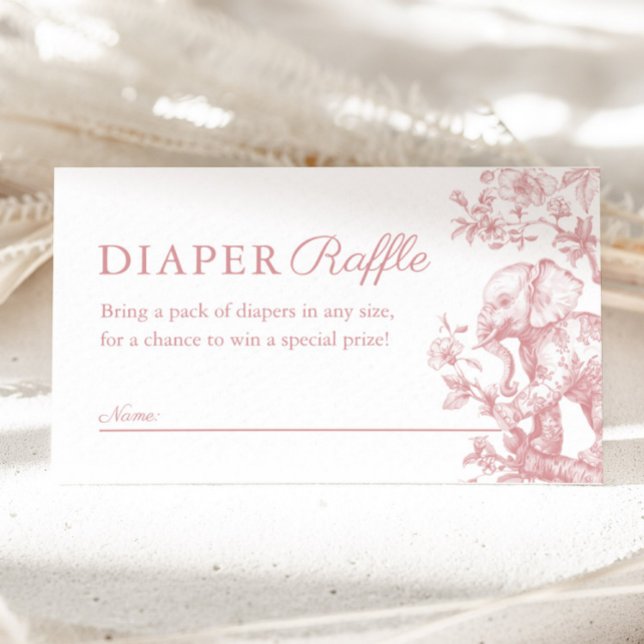 Tarjeta De Recepción Chica Rosa Toile Safari Diaper Raffle Baby Shower (Pink Girl Toile Safari Diaper Raffle Baby Shower Enclosure Card)