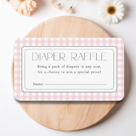 Tarjeta De Recepción Chica rosada de Gingham Baby Shower Diaper Raffle
