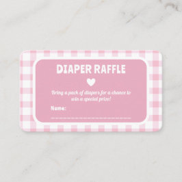 Tarjeta De Recepción Chica rosado de Gingham Baby Shower Diaper Raffle 