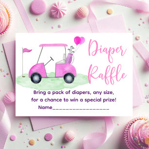Tarjeta De Recepción Chica Rosado Golf Baby Shower Diaper Raffle