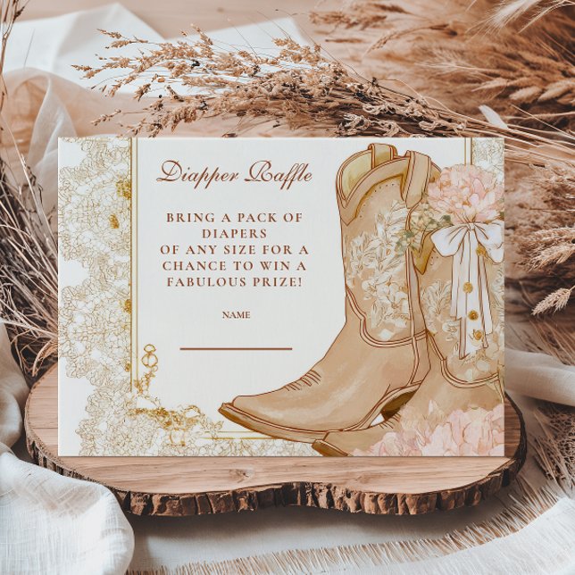 Tarjeta De Recepción Chica rústica boots Flora Diapper Raffle (Subido por el creador)