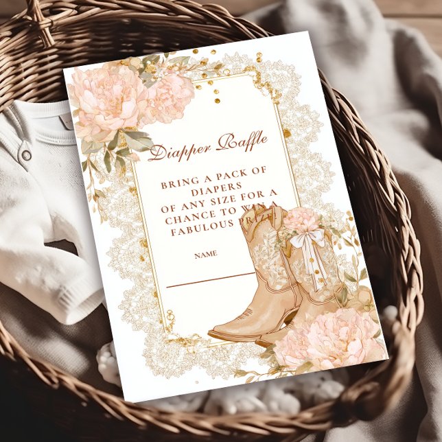 Tarjeta De Recepción Chica rústica boots Flora Diapper Raffle (Subido por el creador)