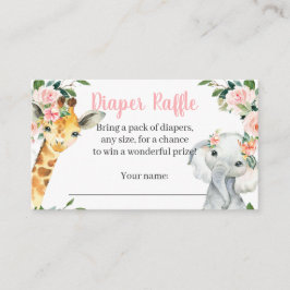 Tarjeta De Recepción Chica Safari Animal Baby Shower Diaper Raffle Card