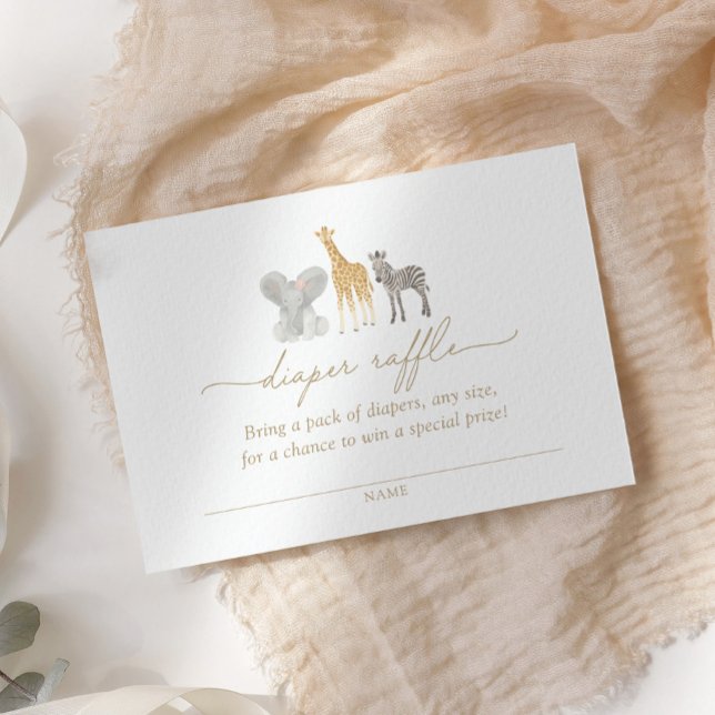 Tarjeta De Recepción Chica Safari Animales Baby Shower Diaper Raffle (Subido por el creador)