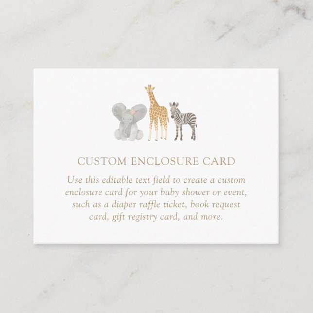 Tarjeta De Recepción Chica Safari Animals Personalizado de Baby Shower (Anverso)