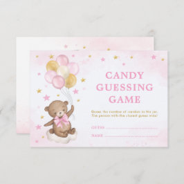 Tarjeta De Recepción Chica Teddy Bear Balloons Candy Guessing Game Card