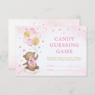 Tarjeta De Recepción Chica Teddy Bear Balloons Candy Guessing Game Card