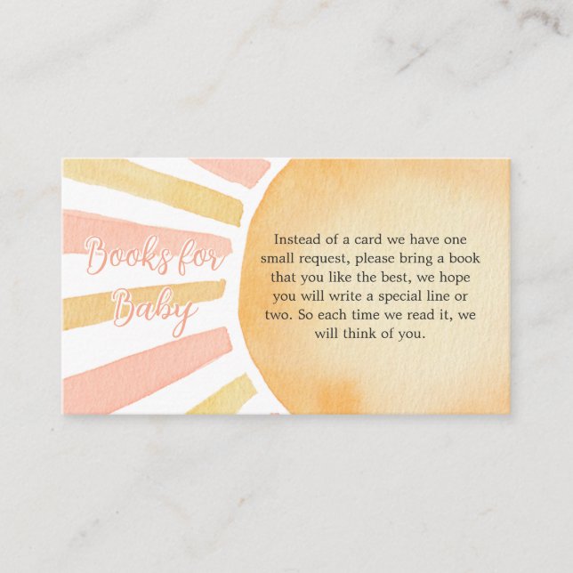 Tarjeta De Recepción Chica Un pequeño rayo de libros de sol para el beb (Anverso)