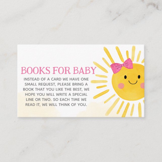 Tarjeta De Recepción Chica Un pequeño rayo de libros de sol para el beb (Anverso)