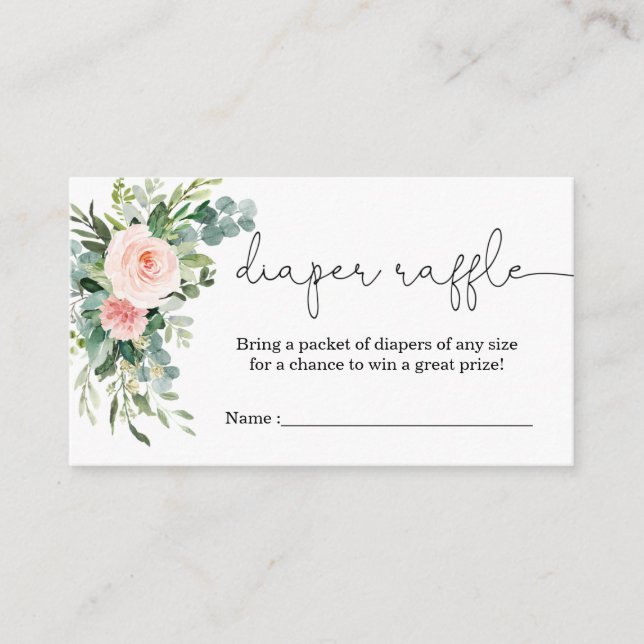 Tarjeta De Recepción Chica verde ducha de bebé rosa Diaper Raffle Tarje (Anverso)
