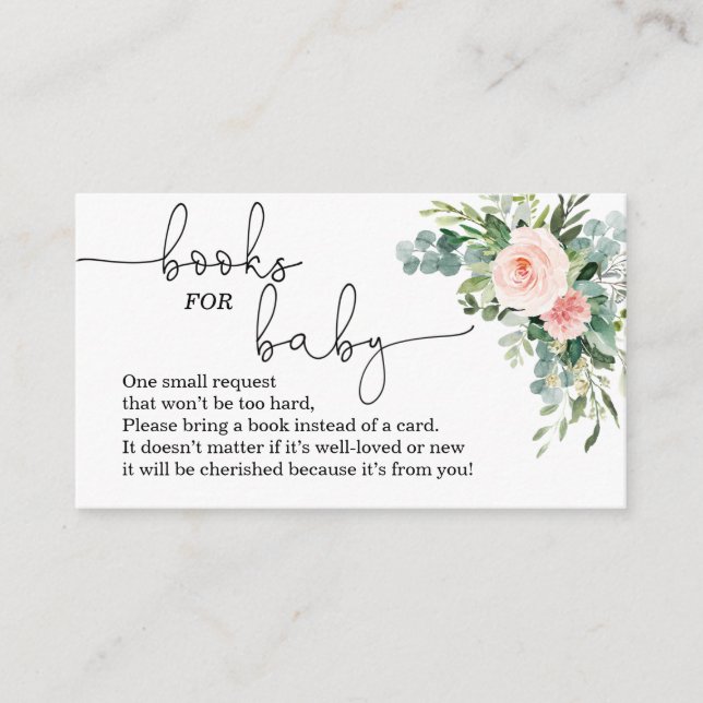 Tarjeta De Recepción Chica verde ducha de bebé rosa Libros para bebé (Anverso)