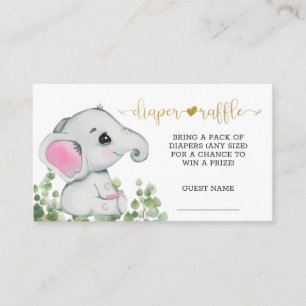 Tarjeta De Recepción Chica Watercolor Elephant Diaper Raffle