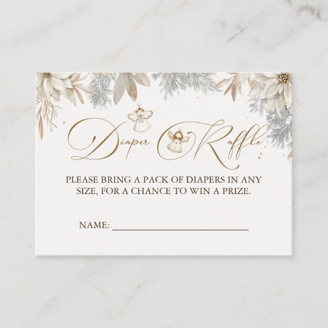 Tarjeta De Recepción Chica Winter Diaper Raffle Baby Baby Shower (Anverso)