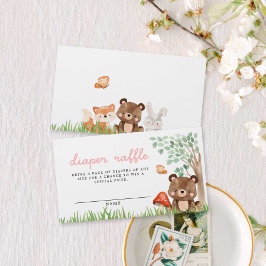 Tarjeta De Recepción Chica Woodland Baby Shower Diaper Raffle