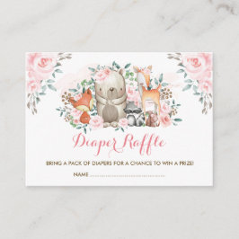 Tarjeta De Recepción Chica Woodland Rosa Rosa Bebé Animales Diaper Raff