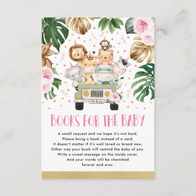 Tarjeta De Recepción Chicas animales de la jungla conducen libros de du (Anverso)