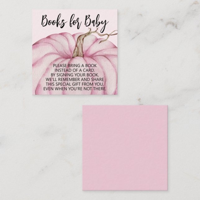 Tarjeta De Recepción Chicas de calabazas rosadas en Baby Shower Libros  (Anverso / Reverso)