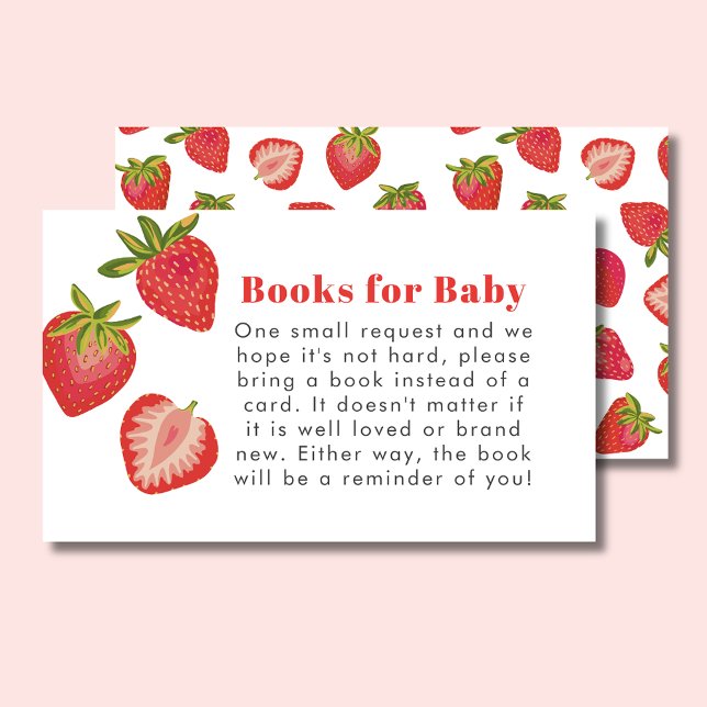 Tarjeta De Recepción Chicas de fresa Baby Shower (Strawberry Baby Shower Book Request Enclosure Card)