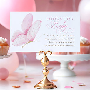 Tarjeta De Recepción Chicas de mariposas rosadas en libros Baby Shower 