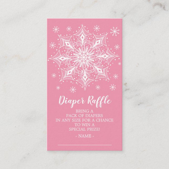 Tarjeta De Recepción Chicas de Snowflake Baby Shower Diaper Raffle Tick (Anverso)