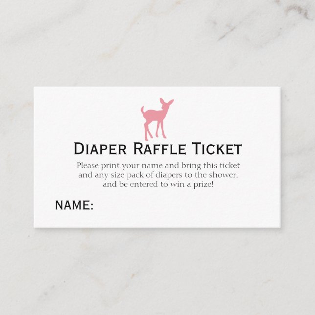 Tarjeta De Recepción Chicas de tickets de Raffle Raffle de ciervo rosa  (Anverso)