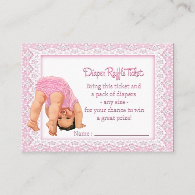 Tarjeta De Recepción Chicas Diaper Raffle Ticket (Anverso)