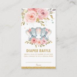 Tarjeta De Recepción Chicas elefantes gemelos Baby Shower Diaper Raffle