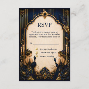 Tarjeta De Recepción Chicas flapper de Gatsby años veinte rsvp