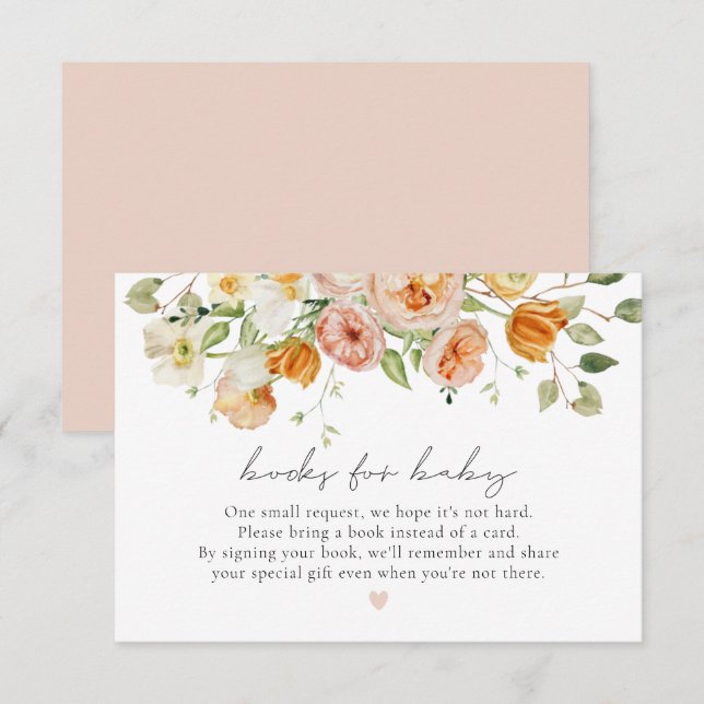 Tarjeta De Recepción Chicas florales y luminosos Pastel para bebés (Anverso / Reverso)