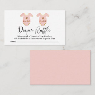 Tarjeta De Recepción Chicas gemelos Baby Shower Diaper Raffle