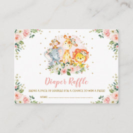Tarjeta De Recepción Chicas Jungle Safari Animales salvajes Diaper Raff