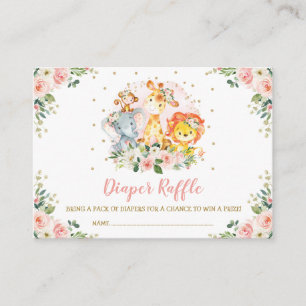 Tarjeta De Recepción Chicas Jungle Safari Animales salvajes Diaper Raff