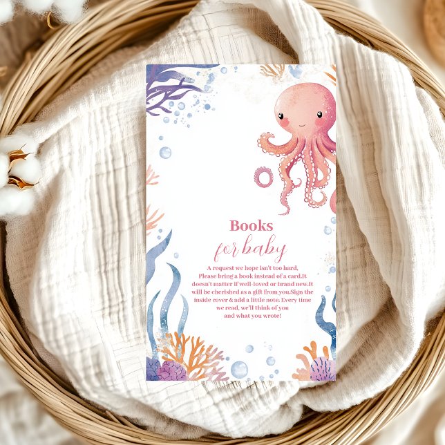 Tarjeta De Recepción Chicas Octopus Cute Pink Watercolour Libros para b (Subido por el creador)