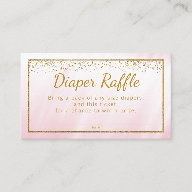 Tarjeta De Recepción Chicas Purpurinas de oro rosado Diaper Raffle Entr (Anverso)