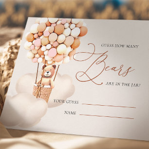 Tarjeta De Recepción Chicas rosados adivinan cuántas entradas de globos