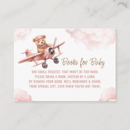 Tarjeta De Recepción Chicas rosados de avión de oso lindo para bebé