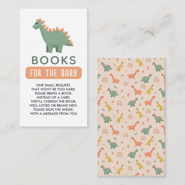 Tarjeta De Recepción Chicas rosados, libros de dinosaurios para bebés (Anverso / Reverso)