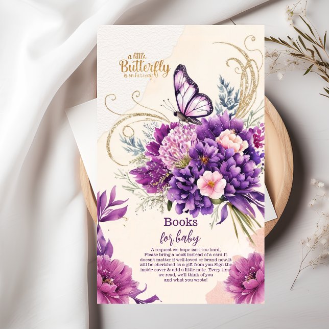 Tarjeta De Recepción Chicas rosados morados de mariposa para bebé (Subido por el creador)