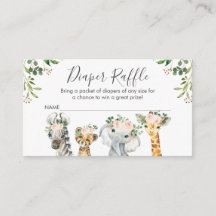 Chicas Safari Animales Diaper Raffle Card Insertar