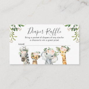 Tarjeta De Recepción Chicas Safari Animales Diaper Raffle Card Insertar