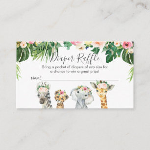 Tarjeta De Recepción Chicas Safari Animales Diaper Raffle Card Insertar