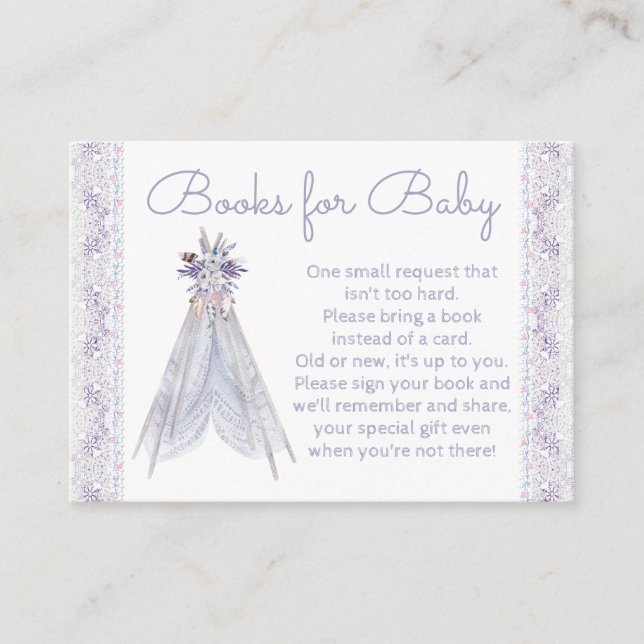 Tarjeta De Recepción Chicas Teepee Tribal Traen Cartas De Libros (Anverso)