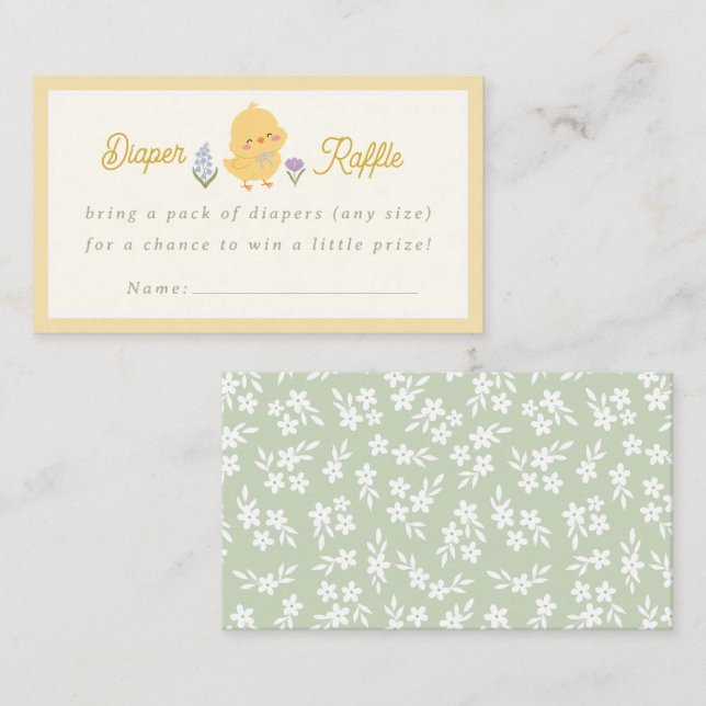 Tarjeta De Recepción Chick Baby Shower Diaper Raffle Ticket (Anverso / Reverso)