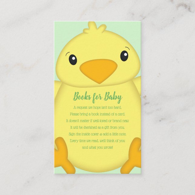 Tarjeta De Recepción Chick Baby Shower Green (Anverso)