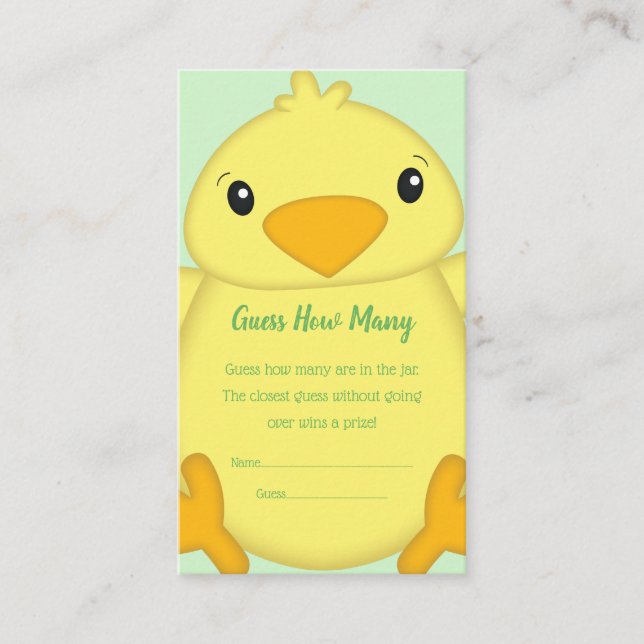 Tarjeta De Recepción Chick Baby Shower Green (Anverso)