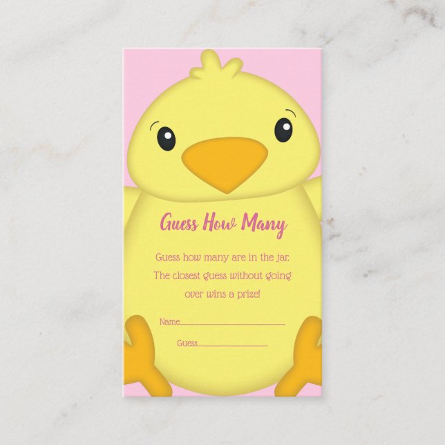Tarjeta De Recepción Chick Baby Shower Pink (Anverso)