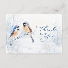 Tarjeta De Recepción  Chickadee Bird in Winter Thank You Enclosure Card
