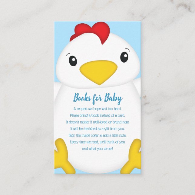 Tarjeta De Recepción Chicken Baby Shower Blue (Anverso)