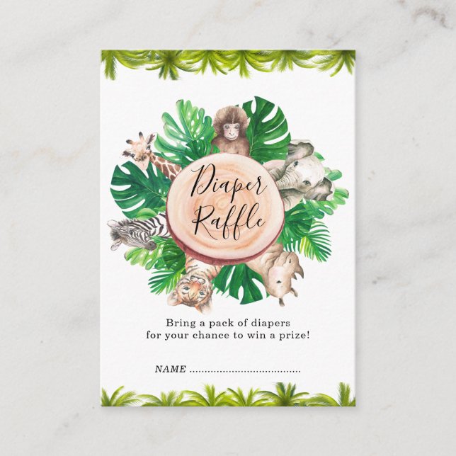 Tarjeta De Recepción Chico de animales salvajes de la jungla tropical B (Anverso)