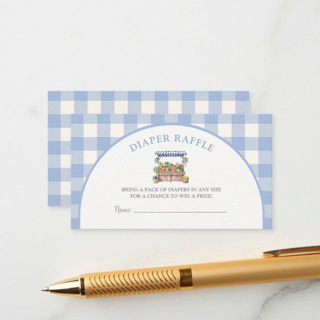 Tarjeta De Recepción Chico de crecimiento local Baby Shower Diaper Raff (Anverso/Reverso In Situ)